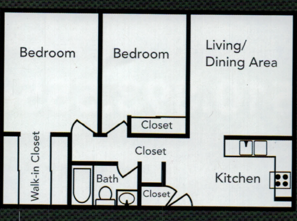 Lakeview Towers | Apartments | Floor Plan 2 | 2x1